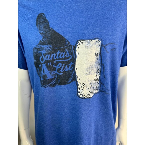 Old Navy Santa's A List XMas Ugly Christmas Sweater TShirt XL Blue Cotton Blend - Picture 15 of 16